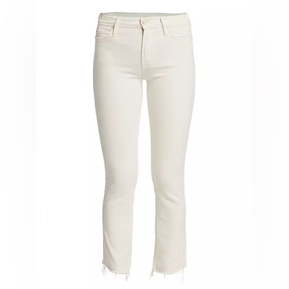 MOTHER Denim Rascal Crop Fray Jeans in Cream Puffs- Size 30